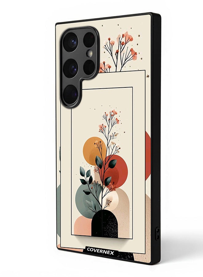 Covernex غطاء حماية لهاتف سامسونج جالكسي S23 ألترا مزخرف بتصميم نباتي بسيط وأشكال تجريدية - Image 1